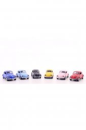 6 Adet Çek-Bırak Metal Vosvos Araba Dıe Cast Büyük Boy 12cm - 2