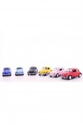 6 Adet Çek-Bırak Metal Vosvos Araba Dıe Cast Büyük Boy 12cm - 6