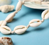 Bileklik Halhal Deniz Kabuklu Ayarlanabilir İp Bileklik Bijuteri Takı Halhal Aksesuar - 1