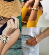 Bileklik Halhal Deniz Kabuklu Ayarlanabilir İp Bileklik Bijuteri Takı Halhal Aksesuar - 4