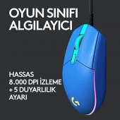 Logitech G102 Mavi LightSync Optik Kablolu Oyuncu Mouse + Oem Gaming Mouse Pad 40x30cm thumbnail 3