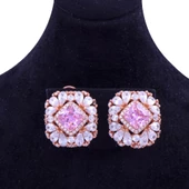 Pembe Taşlı Rose Gold Gümüş Küpe thumbnail 2