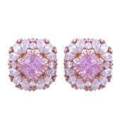 Pembe Taşlı Rose Gold Gümüş Küpe thumbnail 1