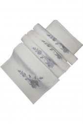 Bulteks Simli Nakışlı Kadife Ekru El Havlusu 30x50 Desen 5 - 3