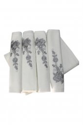 Bulteks Simli Nakışlı Beyaz Kadife El Havlusu 30X50 Desen 5 - 3