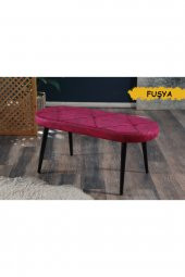 Mymassa Puf & Benç Oval-Kapitoneli Ahsap Ayak Bordo - 1