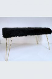 Ünüvar Konsept Puf & Benç 45*100-Gold Ayak Dökülmez Peluş Siyah - 1