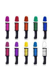 Saç Tebeşiri Taraklı 10 lu Renkli Saç Boyası Tebeşiri Geçici Saç Tebeşir Seti hair Chalk - 4