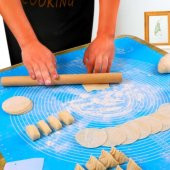 Büyük Boy Silikon Hamur Açma Matı 50x40 Cm Hamur Ölçekli Mavi - 2
