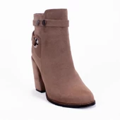 Dagoster DZA07-703419 Vizon Süet Klasik Topuklu Kadın Bot - 1