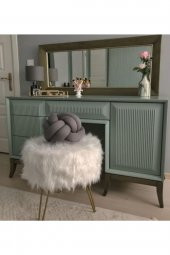 Zeta Home Puf & Benç Yuvarlak-Gold Ayak Dökülmez Peluş Beyaz - 1