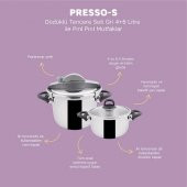 Emsan EMS 600/1401 Düdüklü Tencere Seti Presso Griİ 4+6 LT. - 5