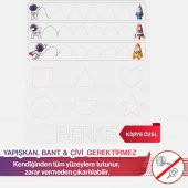 Uzay Temalı Çizgi Çalışması - Duvarda İz Bırakmayan, Statik Tutunan Akıllı Kağıt Duvar Stickerı - 1