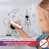 Uzay Temalı Çocuklar İçin Boyama Etkinliği Çalışması, Yaz Sil Özellikli Statik Akıllı Kağıt Sticker - 1