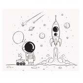 Uzay Temalı Çocuklar İçin Boyama Etkinliği Çalışması, Yaz Sil Özellikli Statik Akıllı Kağıt Sticker - 4