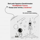 Uzay Temalı Çocuklar İçin Boyama Etkinliği Çalışması, Yaz Sil Özellikli Statik Akıllı Kağıt Sticker - 7