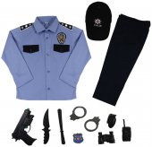 Unisex Çocuk Mavi Türk Polis Kostümü Kıyafeti Polis Üniforması - 1