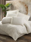 Cotton Box 3D Nakışlı Çift Kişilik Saten Nevresim Takımı Pure Ekru thumbnail 1