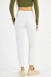 Kadın Yüksek Bel Kabartma Yıldız Baskılı Yırtık Boyfriend Kot Pantolon - 6