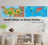 Renkli Dünya & Türkiye Haritası - Yapışkansız Tutunan Akıllı Kağıt - 1