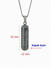 925 Ayar Gümüş Muska Muskalık Küp Silindir Model Kolye - 6