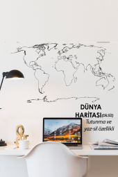 Ülke Bölmesiz Dünya Haritası - Yapışkansız Tutunan Akıllı Kağıt - 1