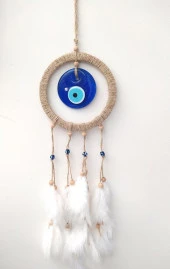 Hdmarketim Nazar Boncuklu Düş Kapanı Dreamcatcher Kuş Tüyü Duvar Süsü - 3