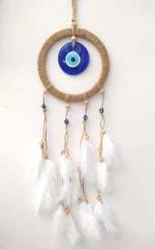 Hdmarketim Nazar Boncuklu Düş Kapanı Dreamcatcher Kuş Tüyü Duvar Süsü - 5