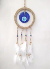 Hdmarketim Nazar Boncuklu Düş Kapanı Dreamcatcher Kuş Tüyü Duvar Süsü - 6