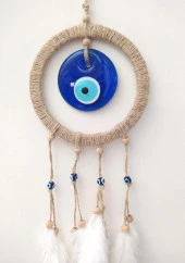 Hdmarketim Nazar Boncuklu Düş Kapanı Dreamcatcher Kuş Tüyü Duvar Süsü - 7