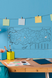 Türkiye ve Dünya Haritası - Yapışkansız Tutunan Akıllı Kağıt & Silgili Tahta Kalemi thumbnail 6