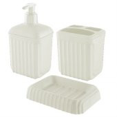 HomeCare Lundo Beyaz 3 Parça Banyo Seti Dispenser Diş Fırçalık Sabunluk - 1