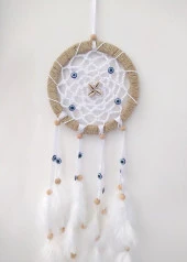 Nazar Boncuklu Düş Kapanı Dreamcatcher Kuş Tüyü Duvar Süsü Ev Dekor - 4