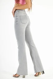 Kadın Yüksek Bel Full Likralı İspanyol Paça Flare Jean Esnek Kot Pantolon - 5