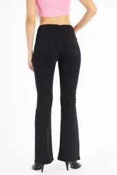 Kadın Yüksek Bel Full Likralı İspanyol Paça Flare Jean Esnek Kot Pantolon - 12