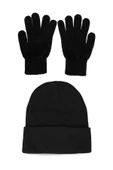 Unisex Siyah Yün Eldiven Bere Set - 1