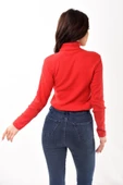 Kadın Balıkçı Yaka Boğazlı Slim Fit Kazak Kırmızı - 4