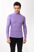 Erkek Balıkçı Yaka Boğazlı Slim Fit Kazak Lila - 1