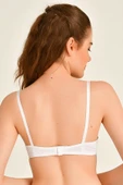 Destekli Dolgulu Silikonlu Düz Sütyen Beyaz - 3