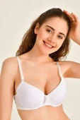 Destekli Dolgulu Silikonlu Düz Sütyen Beyaz - 2