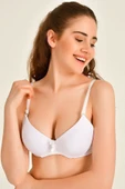 Destekli Dolgulu Silikonlu Düz Sütyen Beyaz - 1