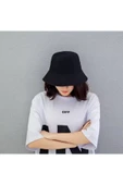 Düz Siyah Kova Şapka Balıkçı Şapka Bucket Hat - 2