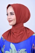 Kadın Tesettür Çıtçıtlı Bone Sandy Hijab Boyunluk Bone Kiremit - 2