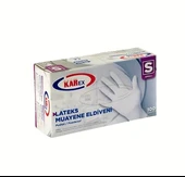 Omnipazar Karex Lateks Pudralı Eldiven 100'lü Paket Beyaz Small - 1