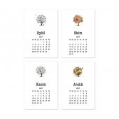12 li Aylar Mevsim Ağaç Takvim Defter - 5