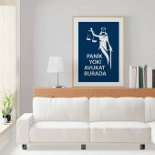 Avukatlara Özel Çerçevesiz Poster Panik Yok Avukat Burada Adalet Heykeli 50x70 cm - 1