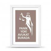 Avukatlara Özel Çerçeveli Poster Afiş Panik Yok Avukat Burada Adalet Heykeli - 21x30 cm A4 Boy - 3