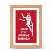 Avukatlara Özel Çerçeveli Poster Afiş Panik Yok Avukat Burada Adalet Heykeli - 21x30 cm A4 Boy - 2