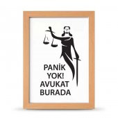 Avukatlara Özel Çerçeveli Poster Afiş Panik Yok Avukat Burada Adalet Heykeli - 21x30 cm A4 Boy - 3
