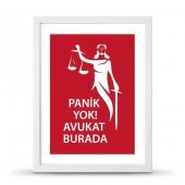 Avukatlara Özel Çerçeveli Poster Afiş Panik Yok Avukat Burada Adalet Heykeli - 30x40 cm Büyük Boy - 1